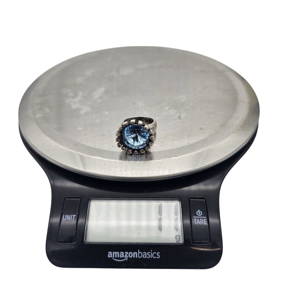 Vtg Avant Garde Sterling Silver Blue Stone Cocktail Ring Size 5.5 Signed - Picture 7 of 8